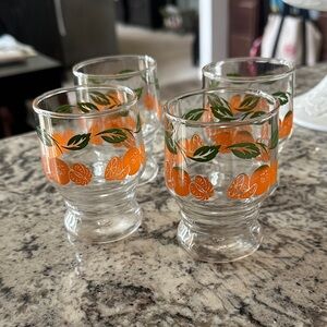 Retro Orange Citrus Glass Tumbler - Set of 4
